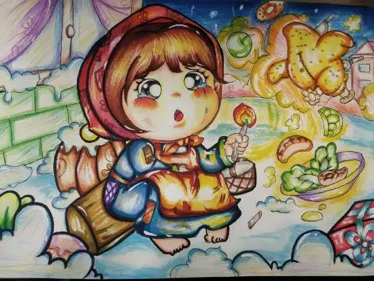 卖火柴的小女孩简笔画