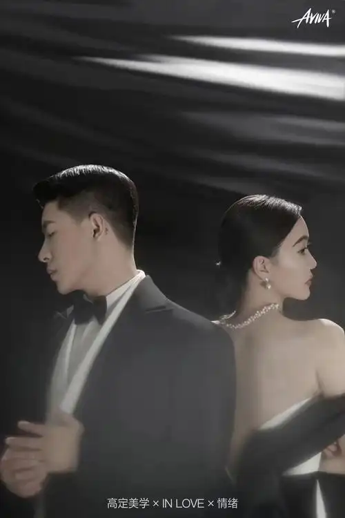 高级仪式感黑色礼服婚纱照