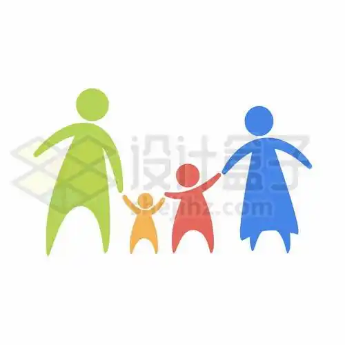 手牵手的一家四口一家人卡通彩色小人儿7878741矢量图片免抠素材 人物