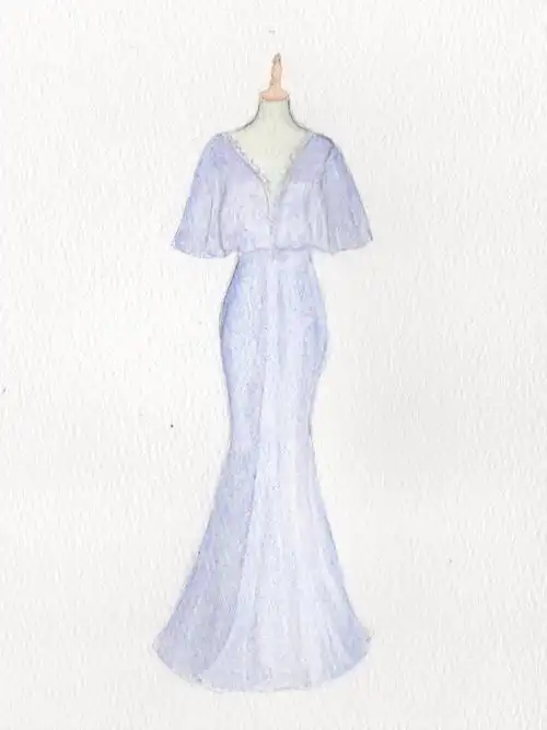 晚礼服设计图手绘图片_小红书