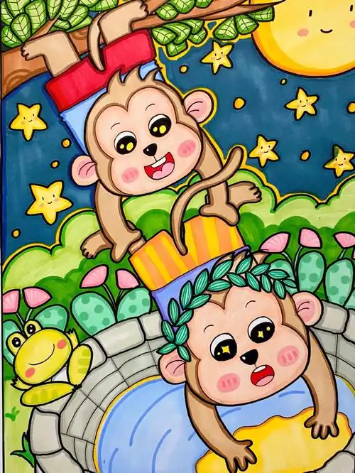 00儿童画猴子捞月