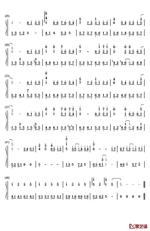 忘了牵手钢琴简谱-数字双手-牛奶咖啡2