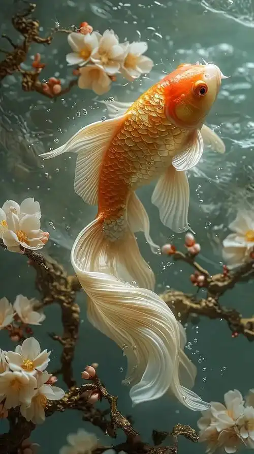 见鱼发财手机壁纸