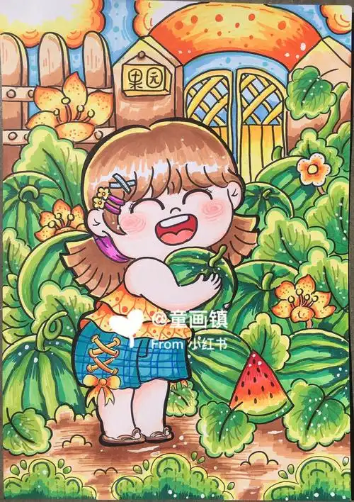 学前教育马克笔儿童画《丰收》