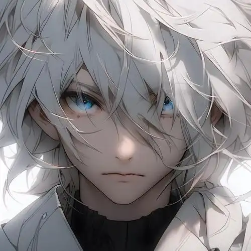 男生入魔白发头像