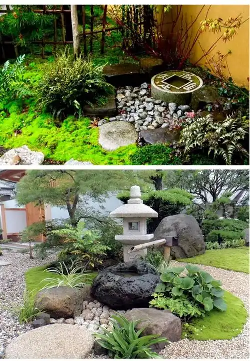 惊鹿 日式日式庭院水景禅意花园石盆鹅卵石水钵枯山水流水景观惊鹿