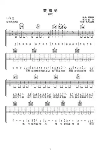 蓝精灵bb调六线吉他谱-虫虫吉他谱免费下载