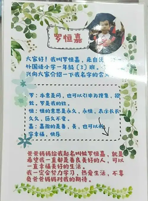 名字的由来,孩子们第一次专题小报