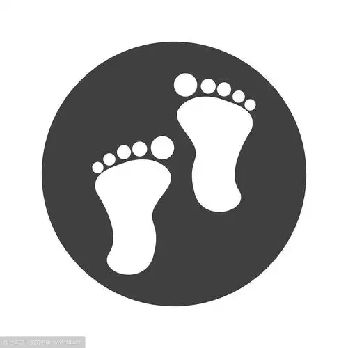 单色圆形脚印图标