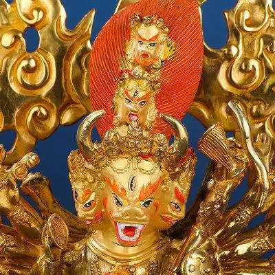 纯铜大威德金刚佛像家用吉祥居家供奉摆件西藏密宗全鎏金10寸佛像