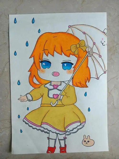 no59卡通人物撑伞的小女孩