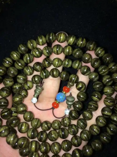 老凤凰 金丝楠木阴沉木手串小叶桢楠乌木爆满水波108颗木质手链老料