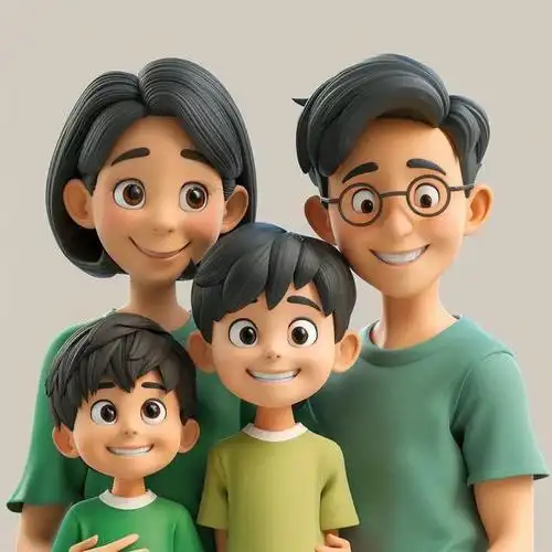 一家四口的幸福瞬间,俩儿子的专属头像萌萌哒,亲子头像更是温馨满溢.