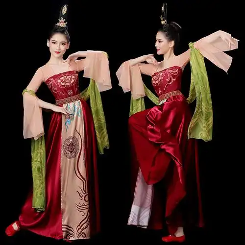 古典舞演出服女中国风美人关同款唐制汉服古装舞蹈服装练功服成人