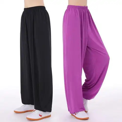 太极裤女冰丝太极服拳裤子男夏季武术灯笼裤宽松大码练功服裤新款