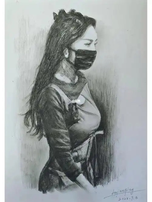 又画了一幅杨幂密室大逃脱综艺节目素描