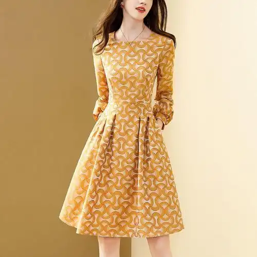 大码女装2022年新款春装女高档连衣裙洋气遮肚显瘦女神范百搭裙子