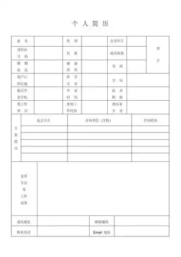 【精品】个人简历表格(经典通用版)