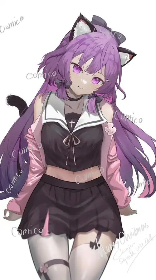 紫毛喵喵全身插画稿件例图展示|插画|商业插画|squck - 原创作品