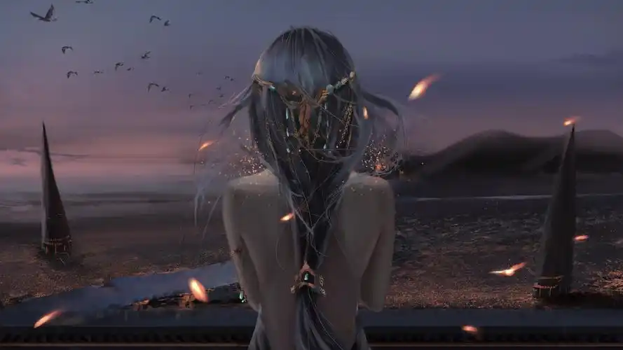 风景 女子 后背 唯美插画 鬼刀 风玲公主 4k动漫壁纸壁纸壁纸于2020