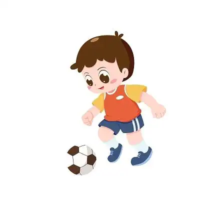 幼儿园卡通小孩小学生踢足球卡通人物课间活动运动png素材踢足球元素