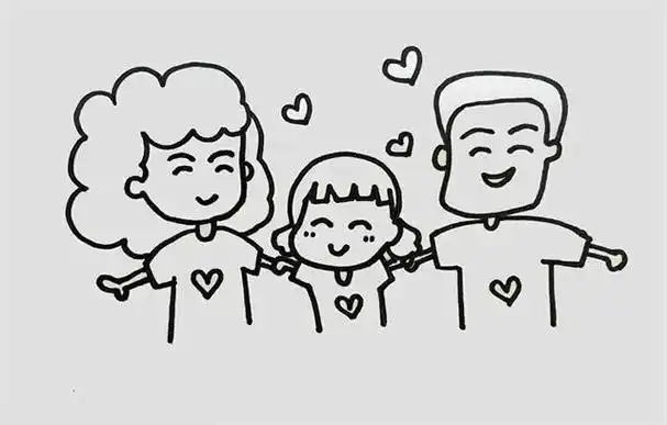 一家三口手拉手简笔画怎么画步骤教程爸爸手牵手妈妈简笔画妈妈和女儿