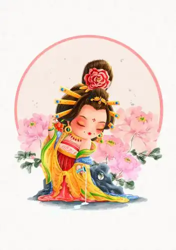 古风q版人物-贵妃醉酒