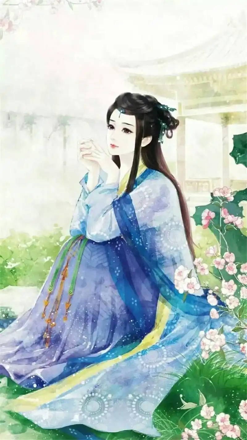 唯美古风手绘美女高清手机壁纸
