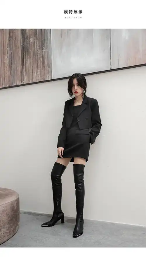 过膝超长高筒靴女士定制长筒靴过膝过膝超长靴女加宽筒欧美漆皮长靴女