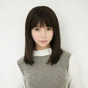 假发女中长直发 真发韩式时尚齐刘海自然逼真长发真人发丝假发套