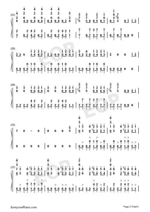 bad guy-billie eilish双手简谱预览2