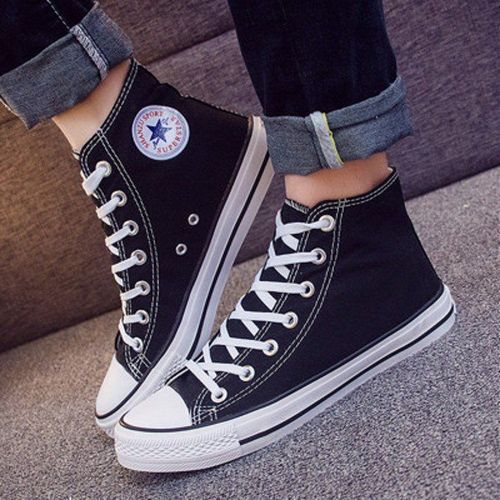 韩版情侣帆布鞋男高帮帆布鞋男学生板鞋休闲布鞋男鞋子潮鞋高帮鞋
