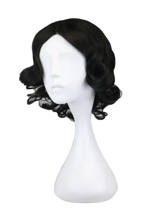 经典动漫cos白雪公主 cosplay假发 黑色短卷发 假发女厂家直销