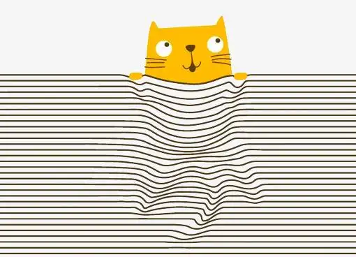 创意隐形线条猫图案