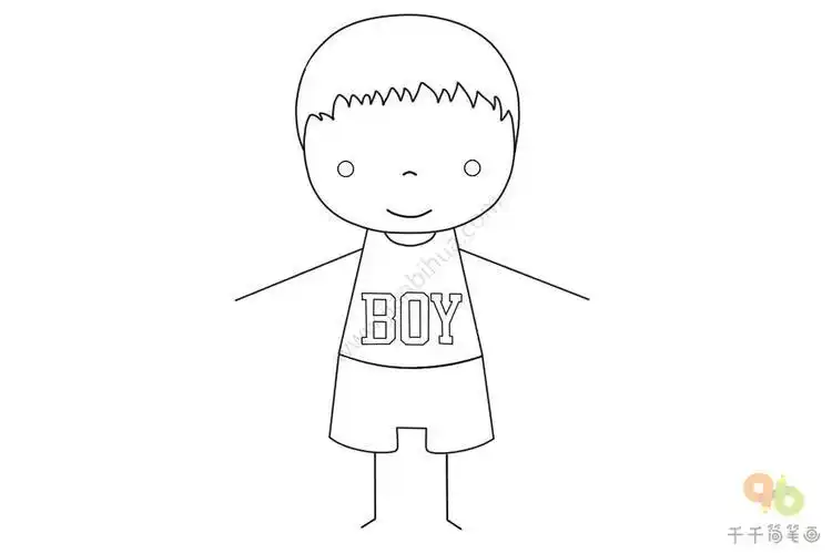 运动男孩简笔画步骤图男孩简笔画