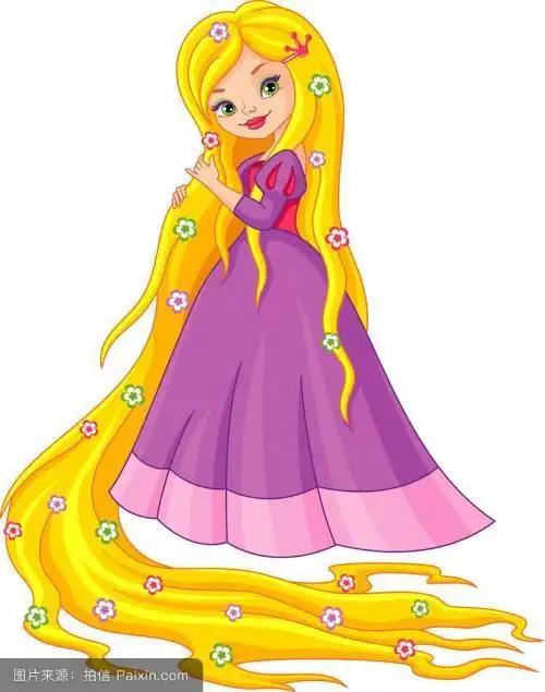 超萌可爱公主简笔画彩色长发