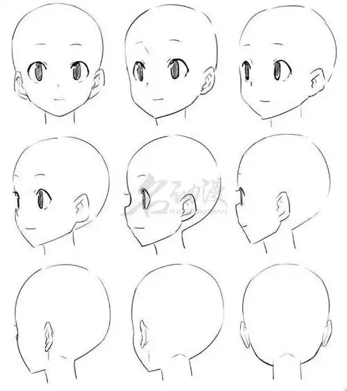 1,首先我们从正面脸型开始说到日系二次元脸部的画法,很多萌新小白
