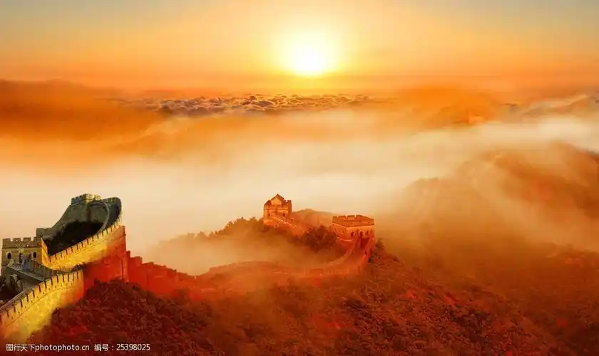 长城日出日落太阳