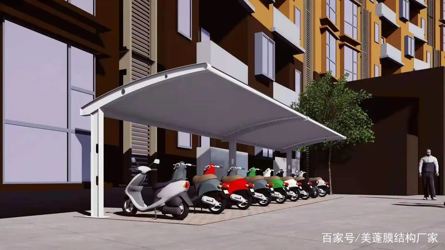 小区电动车膜结构充电桩停车棚的样式和种类
