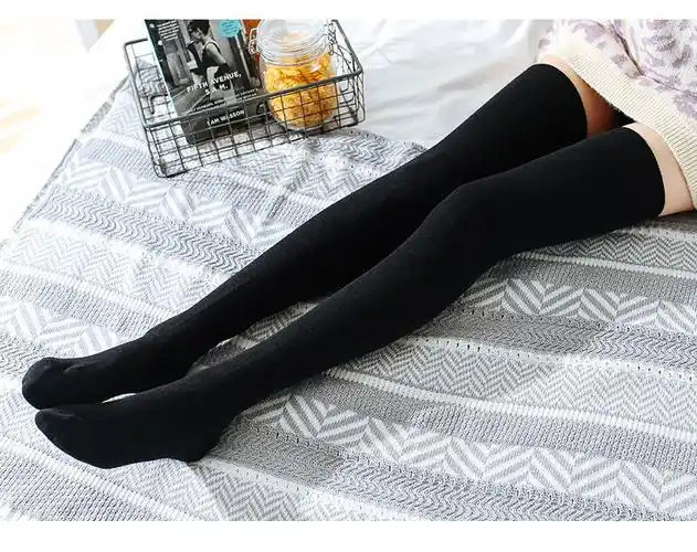 长筒袜棉白色高筒春秋冬打底袜子女学生黑色舒适高筒袜潮袜百搭中大童