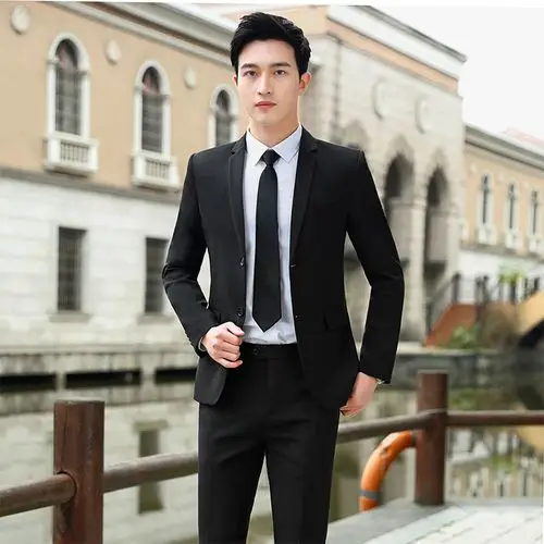 男士休闲西服套装韩版修身青年商务正装西装套装新郎伴郎小西装男