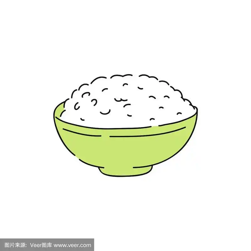 在绿碗里煮白米饭