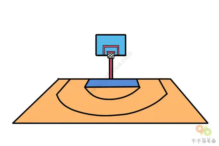 篮球场简笔画步骤图