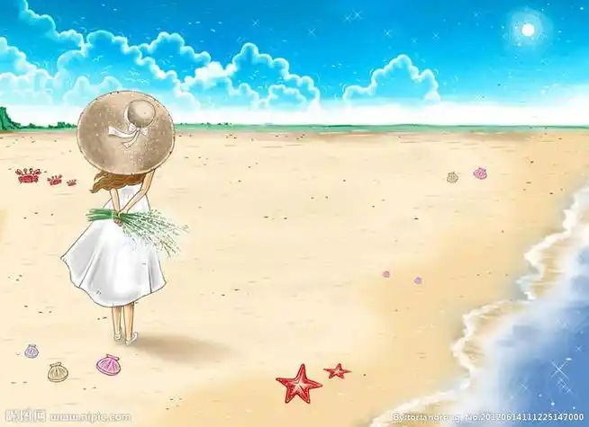 卡通手绘沙滩设计沙滩简笔画图片大全卡通海边沙滩度假沙滩风景简笔画