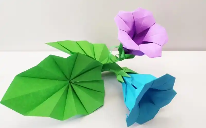 牵牛花折纸步骤,花朵的折法,简单易学,成品效果不错
