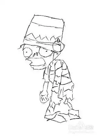 慢动作画铁桶僵尸简笔画