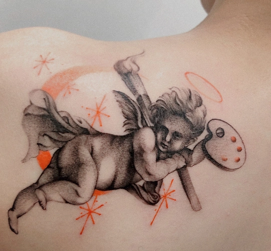 最新天使纹身图案男女23