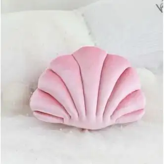 办公室车靠垫沙发床头装饰韩式 粉色 贝壳抱枕 小号34*25厘米