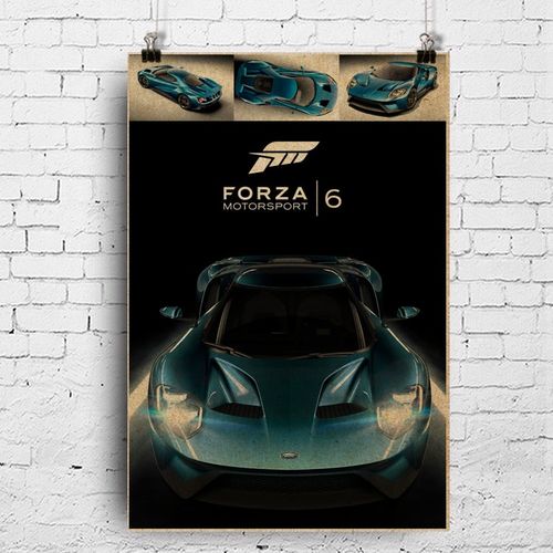 极限竞速 forza 6 赛车游戏宣传画 网吧装饰复古牛皮纸游戏海报