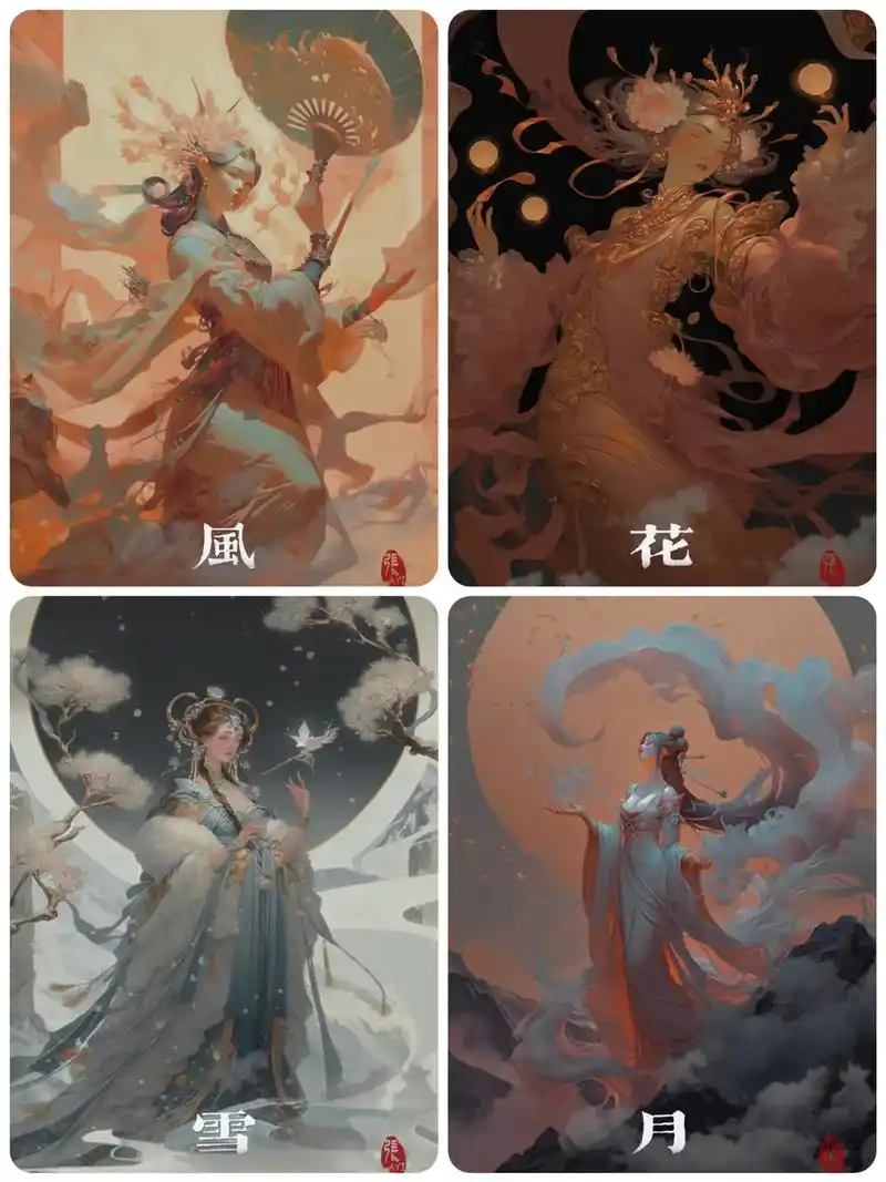 古风 #插画 #风花雪月 #拟人 #ai - 抖音